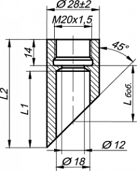 7.3.7. Бобышка скошенная 45° Бст-01-45-м20х1,5-l